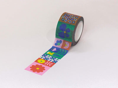 Flowerblock 25mm • Colorblock Flowers Wide Washi Tape