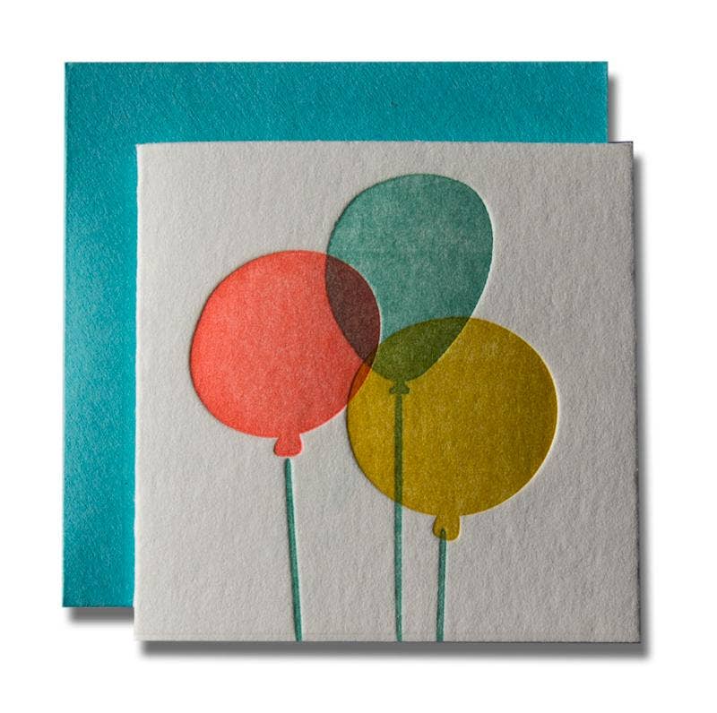 Ladyfingers Letterpress - Balloons Tiny Card