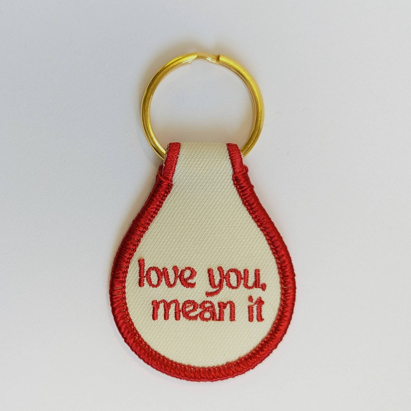 He Said, She Said - Love You, Mean It Embroidered Key Tag