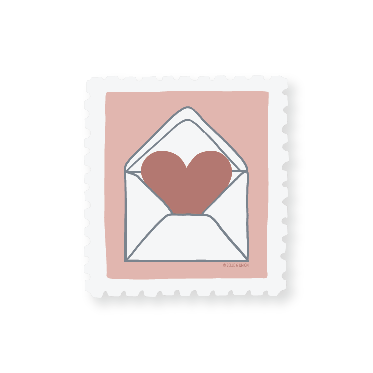 Heart in Envelope postage stamp sticker