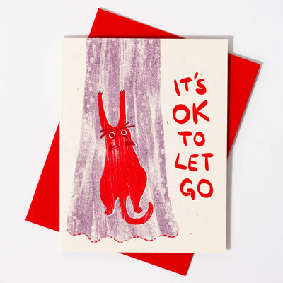 It's OK To Let Go Cat - Risograph Card