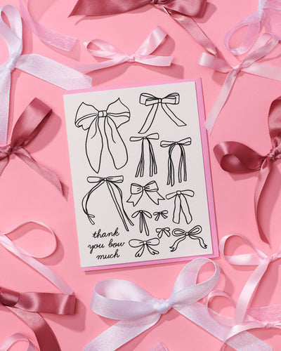 And Here We Are - Bow Girly Thank You Card