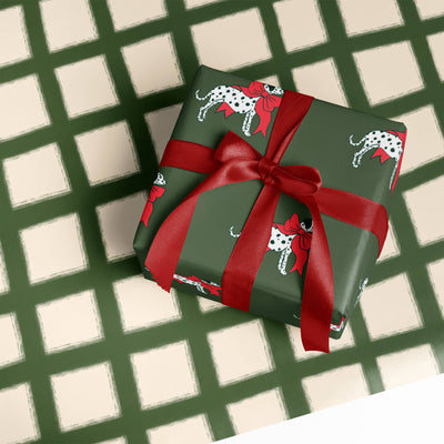 Dalmatian with a Bow and Windowpane Plaid Double Sided Gift