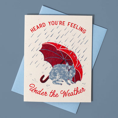 Under The Weather Cat - Risograph Get Well Card