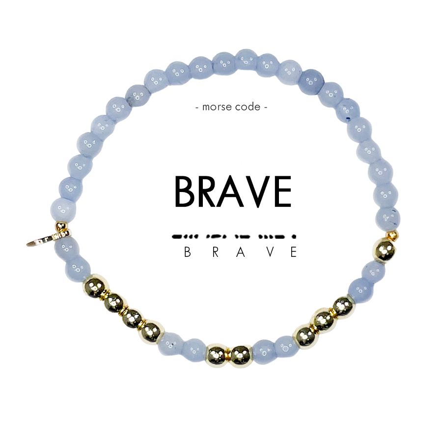 Gold Morse Code Bracelet | BRAVE: Cloudy Glass