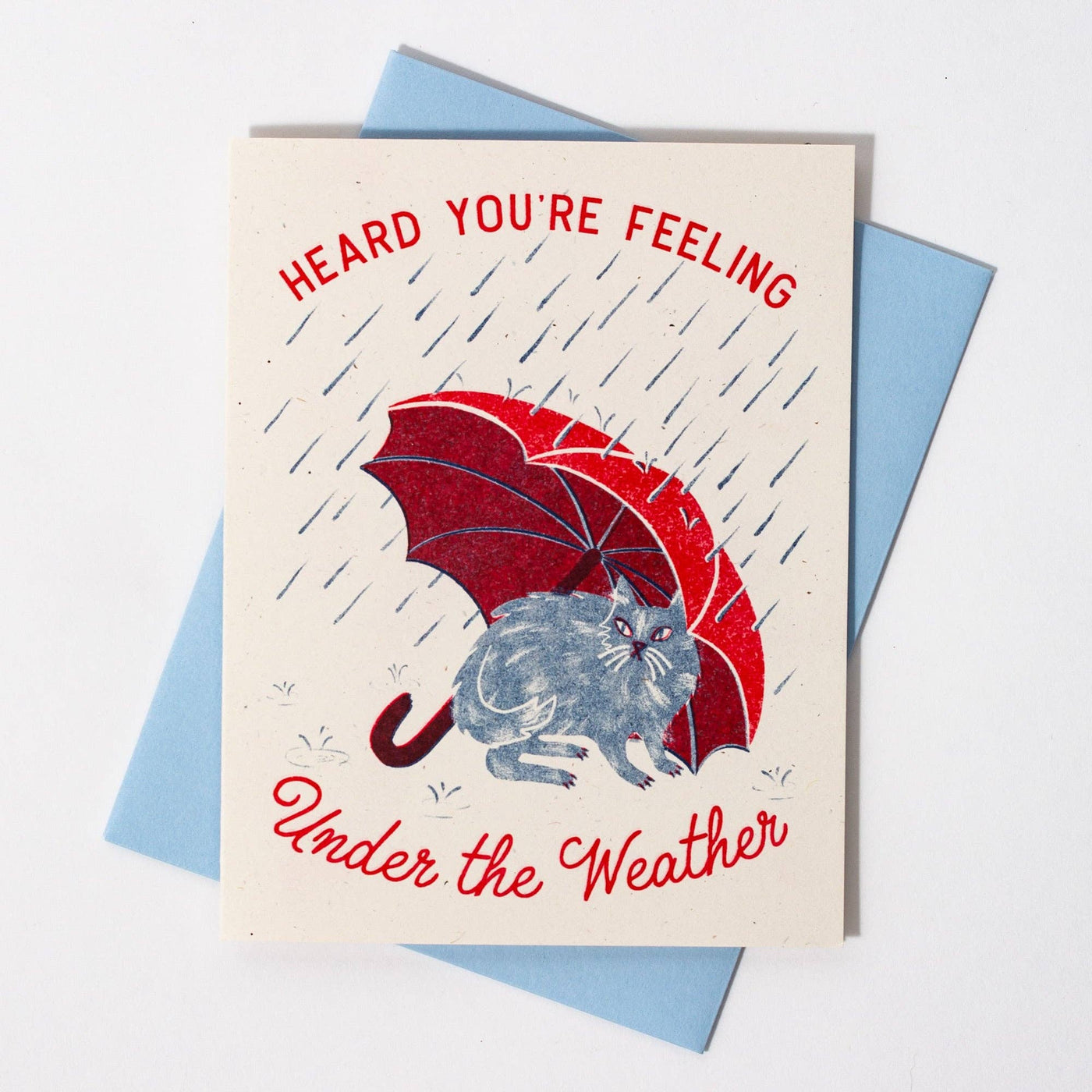 Under The Weather Cat - Risograph Get Well Card