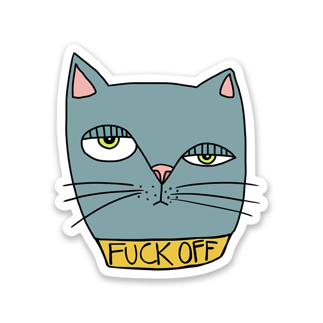Fuck Off Cat Vinyl Sticker