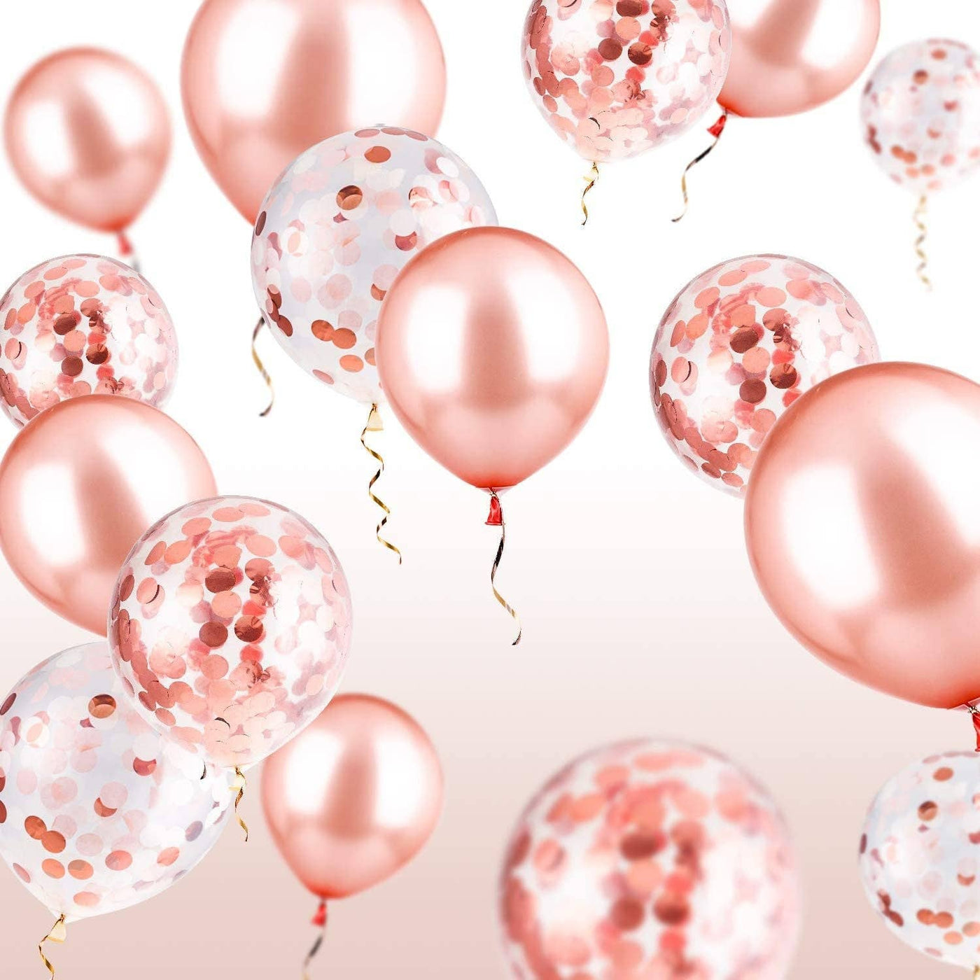 8 Rose Gold Confetti Balloon Bouquet with Helium