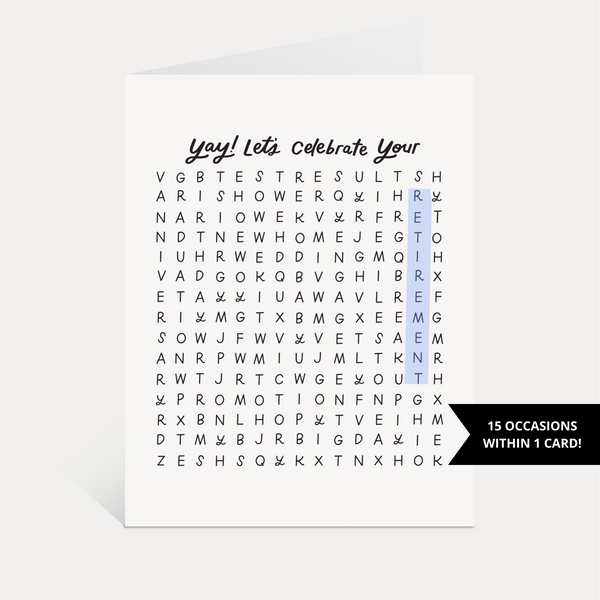 YAY LETS CELEBRATE YOUR WORD SEARCH CARD