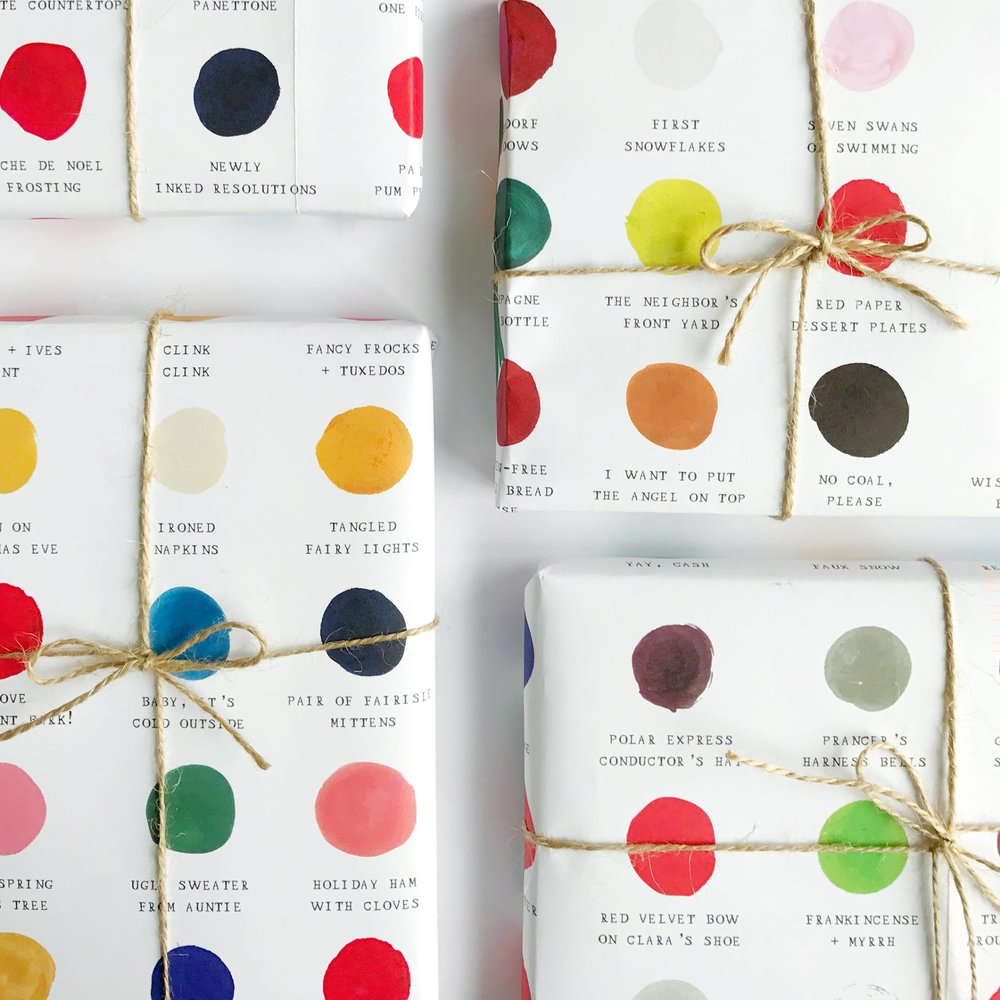 Holiday Color Palette Gift Wrap - Roll of 3 Sheets