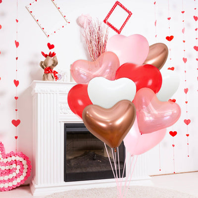 Heart Shaped Valentine's Balloon Bouquet with Helium