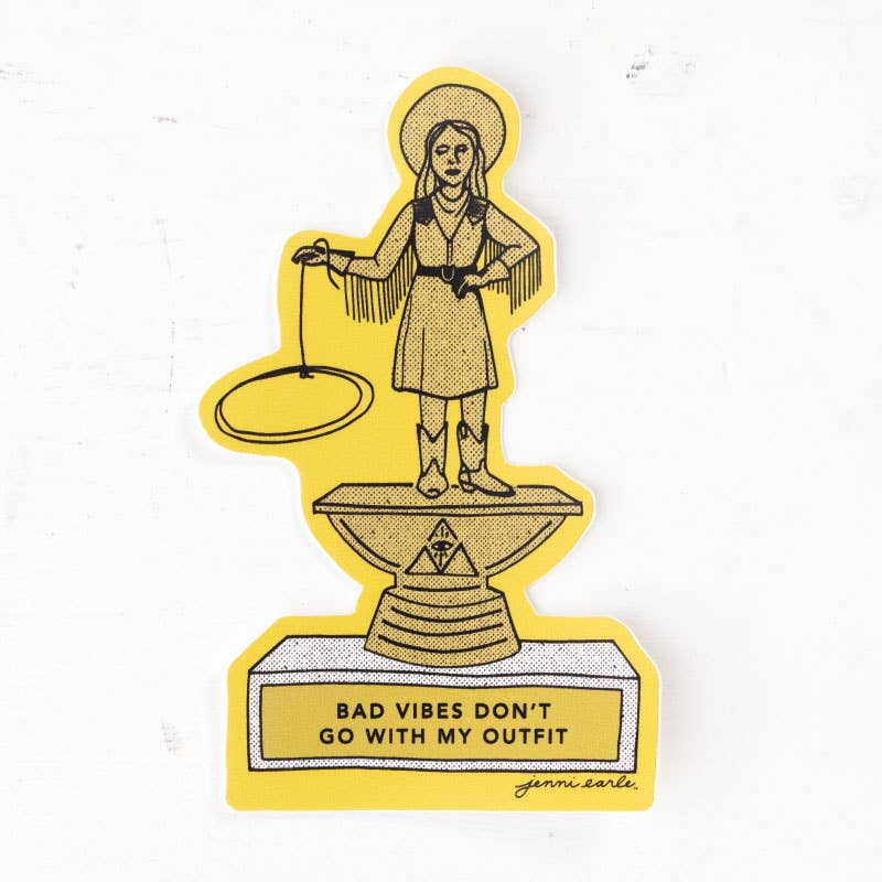 "Bad Vibes Don't Go With My Outfit" Trophy Sticker