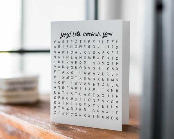 YAY LETS CELEBRATE YOUR WORD SEARCH CARD