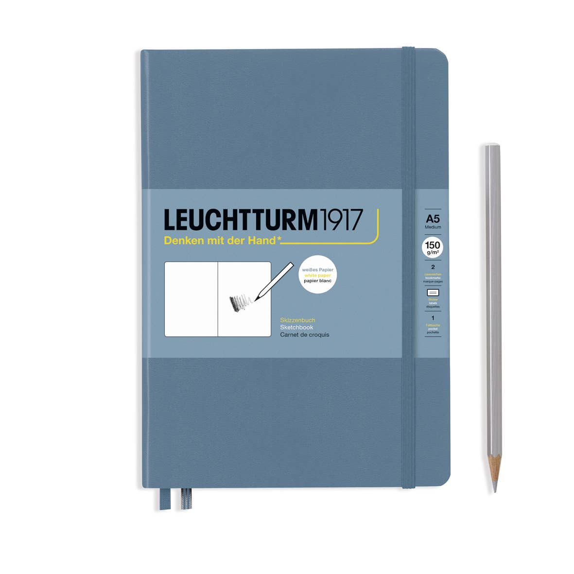 LEUCHTTURM1917 - Sketchbooks - 150g/m² Paper Plain: Medium / Stone Blue