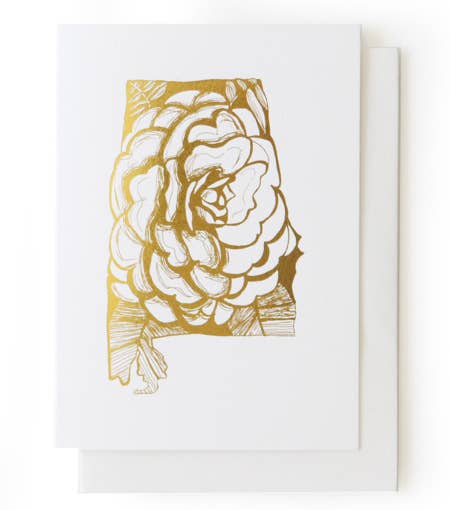 Thimblepress - Alabama Camellia Foil Stamped Greeting Card