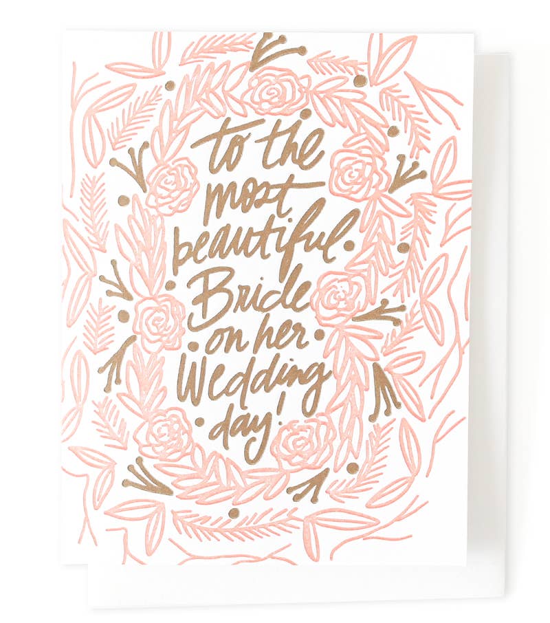 Most Beautiful Bride Single Letterpress Card