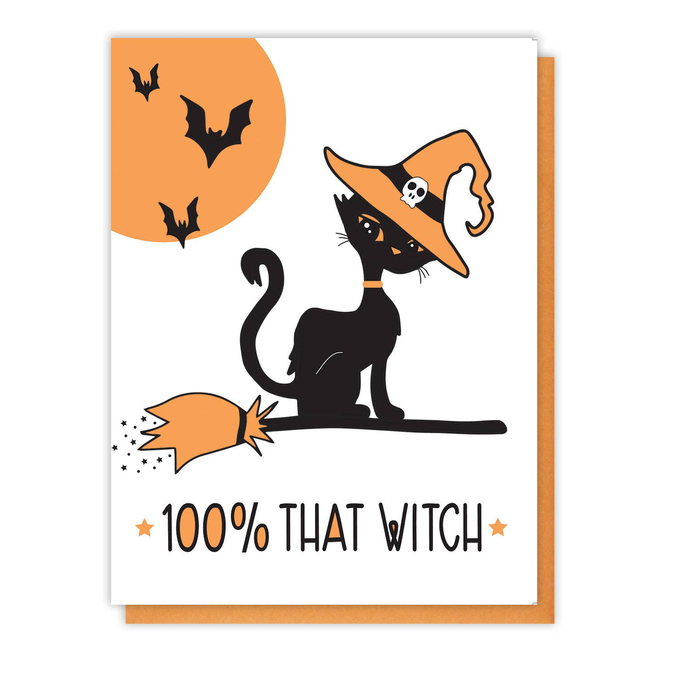 Kiss and Punch - 100% That Witch Halloween Cat Letterpress Card