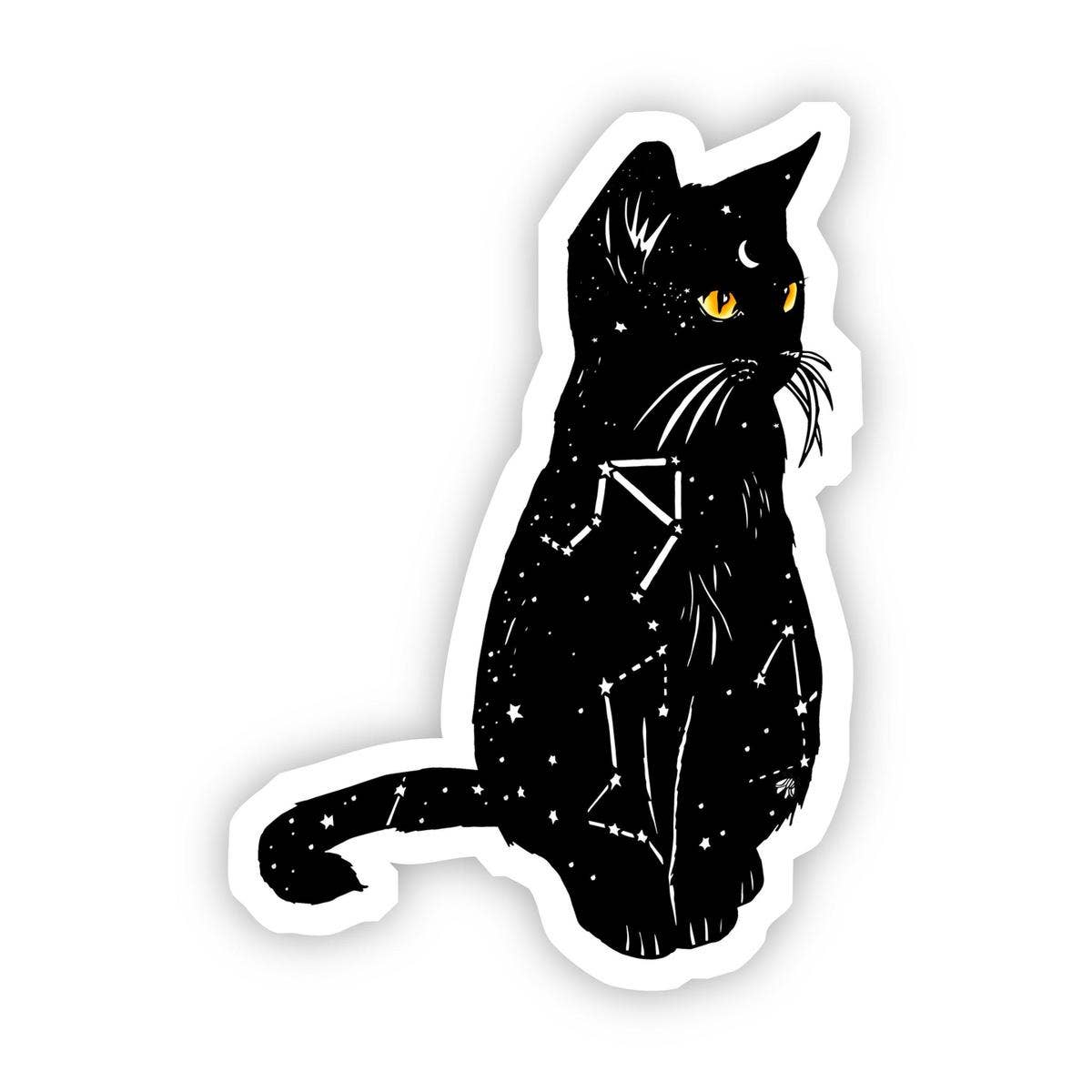Big Moods - Black Cat with Yellow Eyes and Constellation Sticker