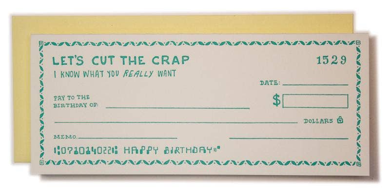 Ladyfingers Letterpress - Birthday Check Card