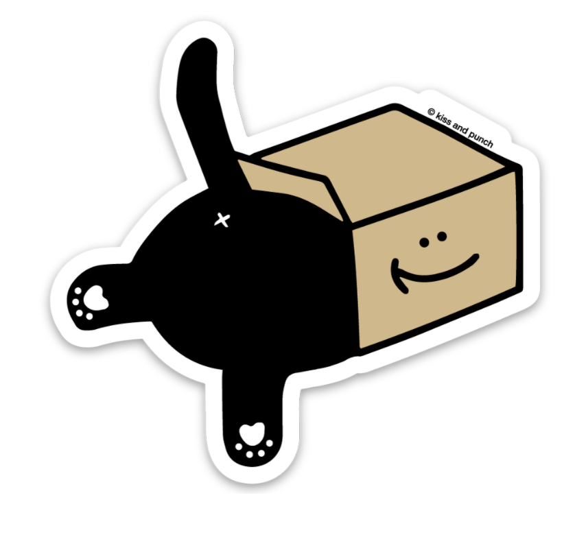 3 Inch Funny Cat in Box Vinyl Sticker