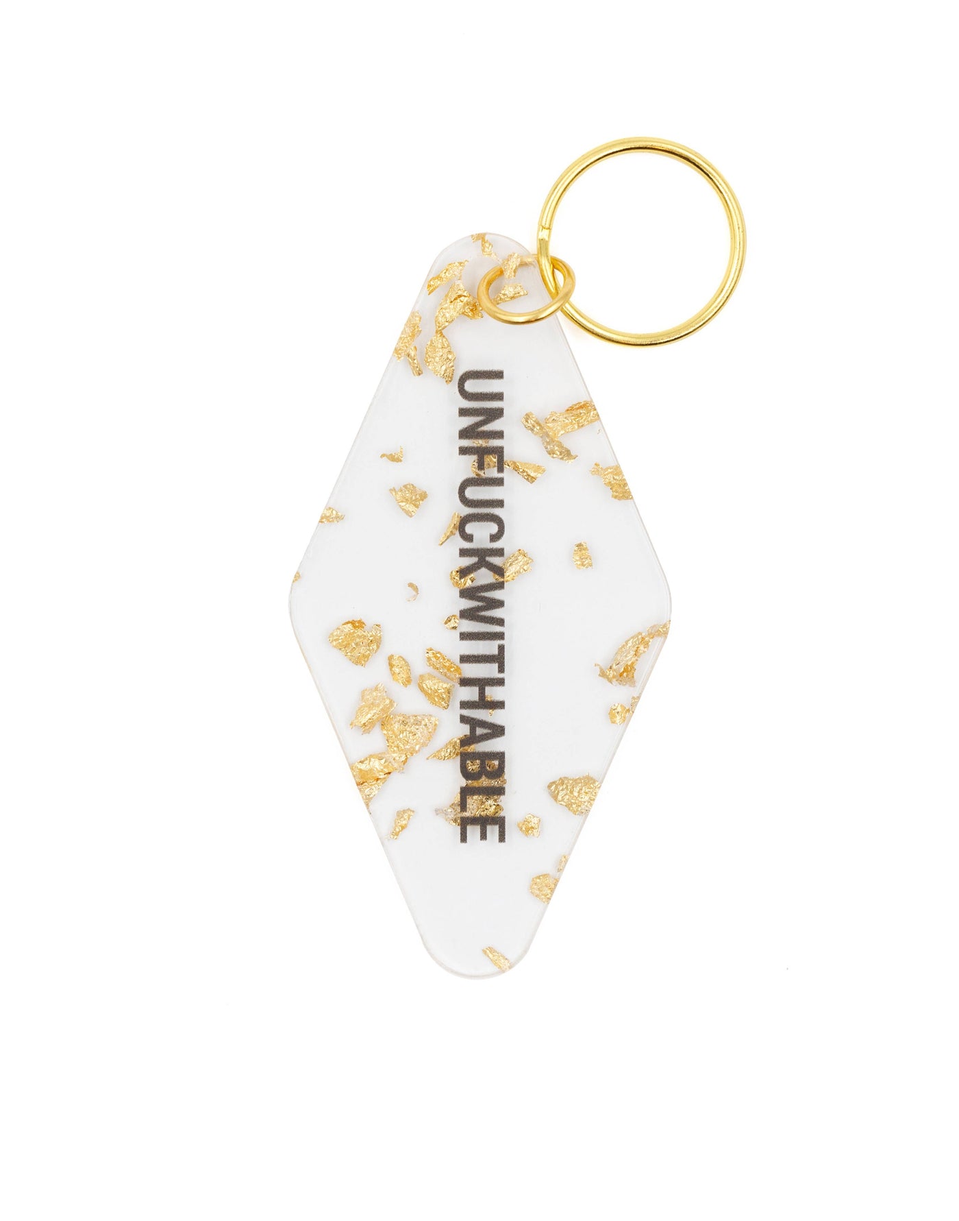 UNF/CKWITHABLE Motel Style Keychain in Clear with Gold Leaf