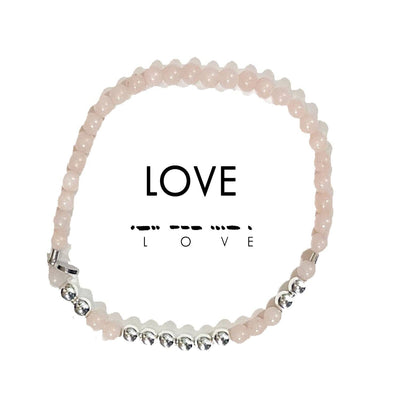ESilver Morse Code Bracelet | LOVE: Glassy Pink