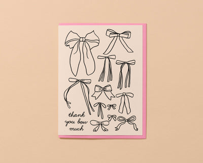 And Here We Are - Bow Girly Thank You Card