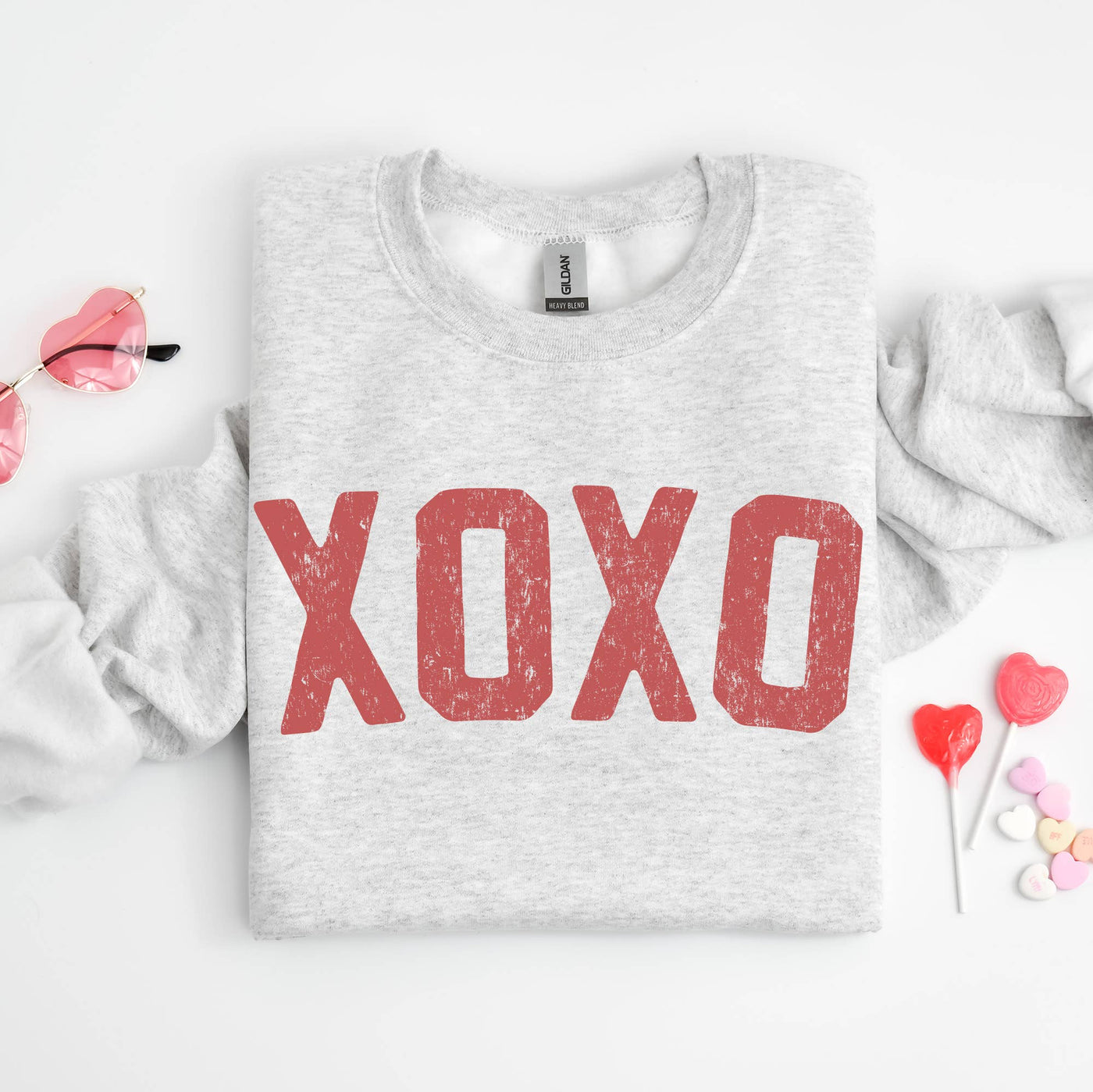 Mugsby - XOXO Crewneck Sweatshirt, Valentine's Day Shirt: Medium