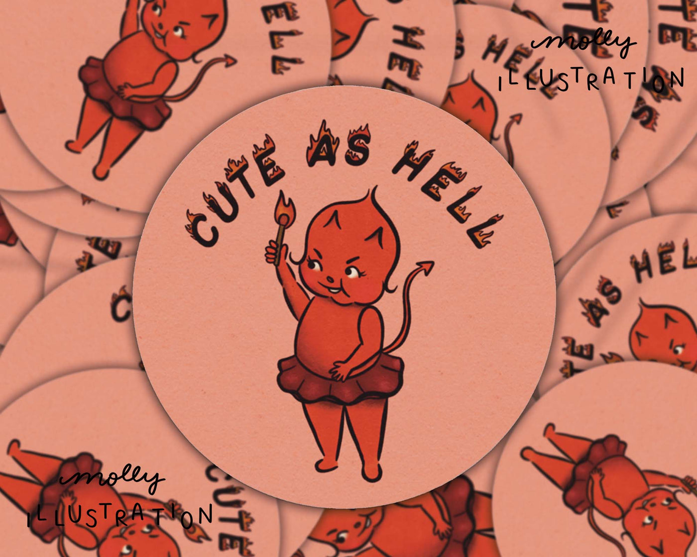 Cute As Hell Kewpie Devil Waterproof Vinyl Sticker