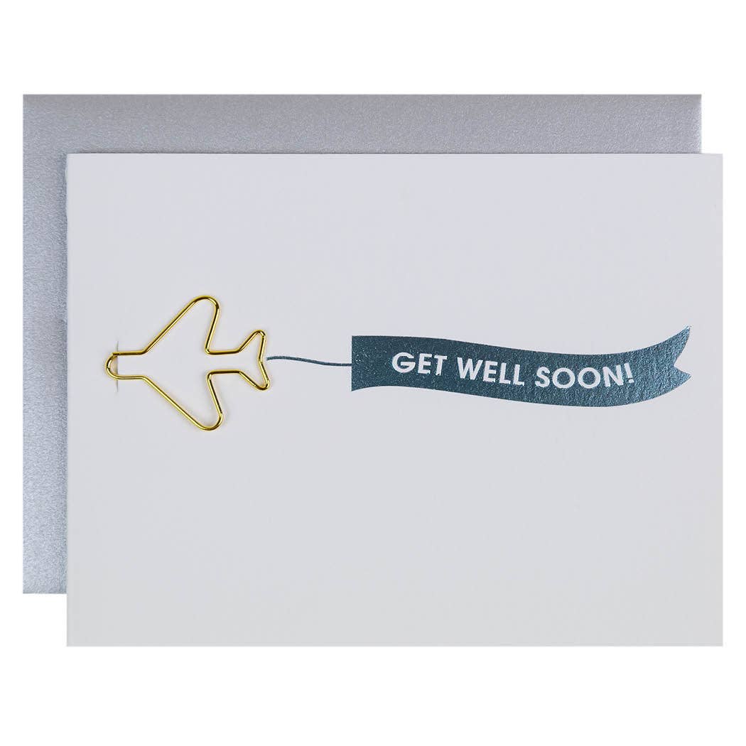 Chez Gagné - Banner: Get Well Soon Paper Clip Letterpress Card