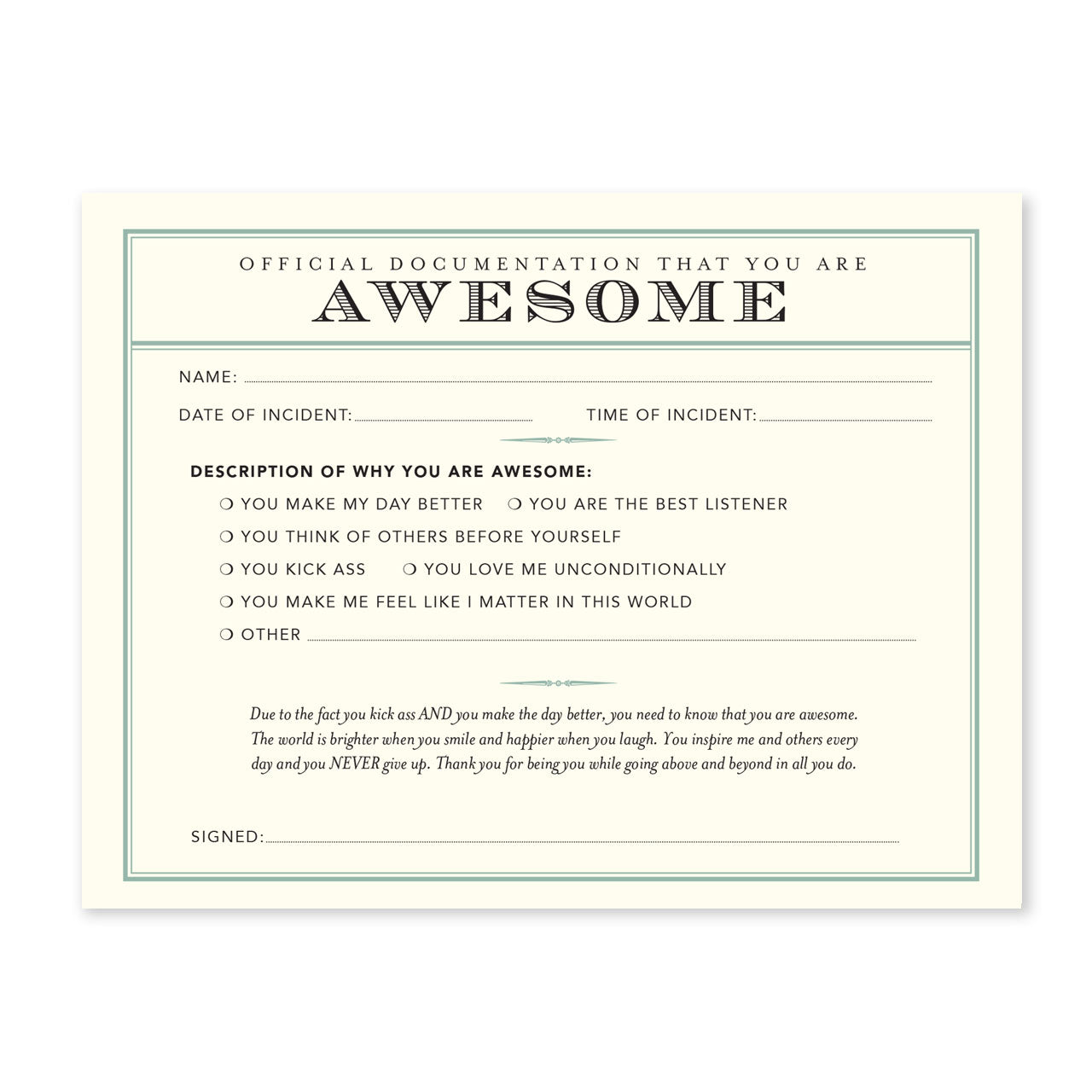 You're Awesome Receipt Notecard Set