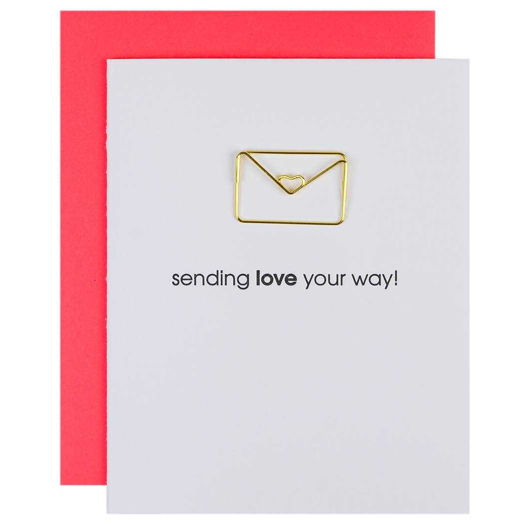 Chez Gagné - Sending Love Your Way - Letter Paper Clip Letterpress Card