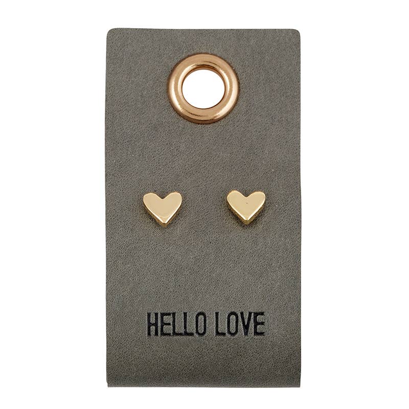Leather Tag With Earrings - Heart- Hello Love