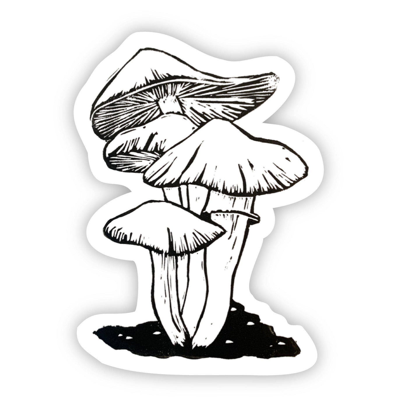 Big Moods - Mushrooms Nature Sticker (Black and White)
