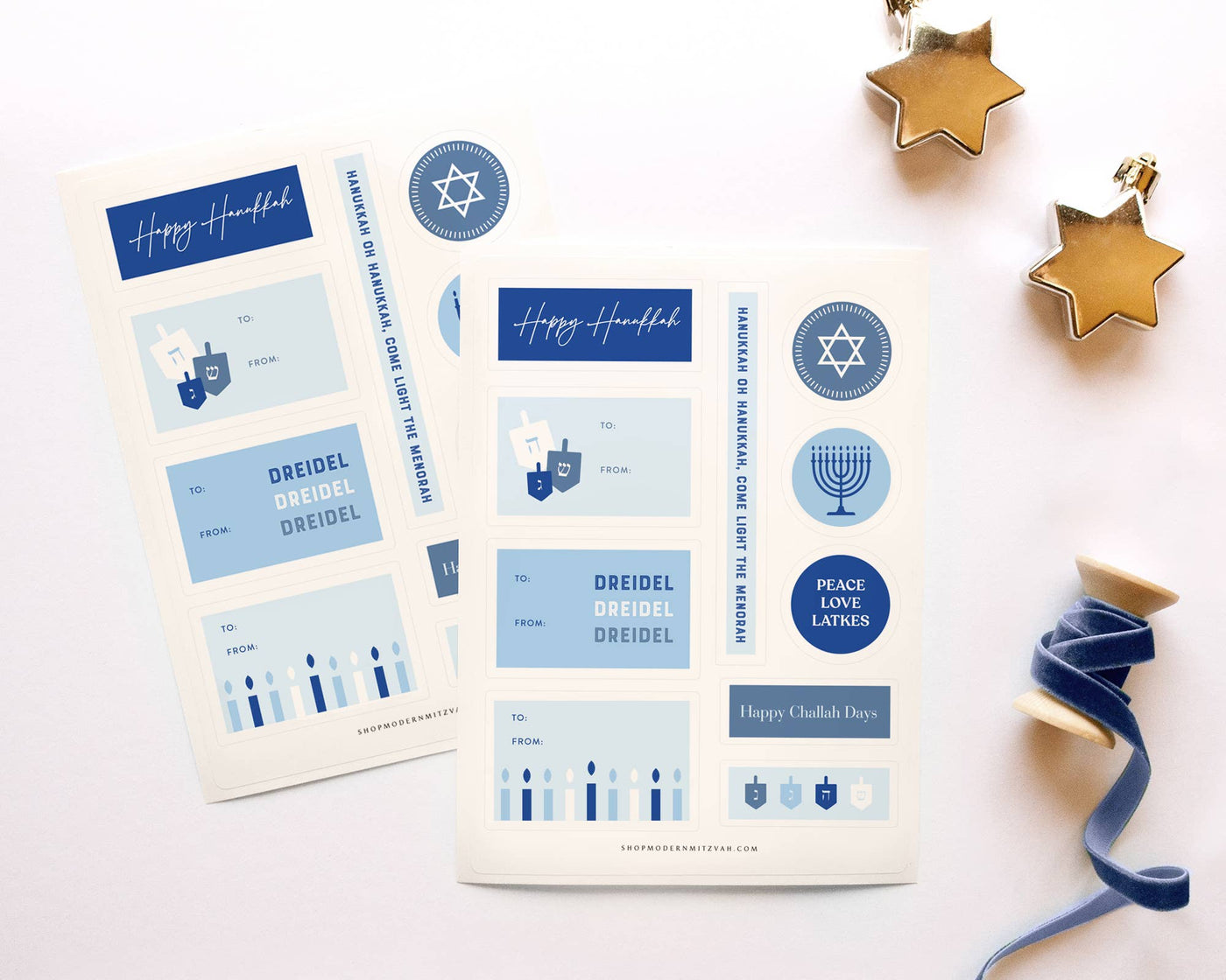 Hanukkah Gifting Stickers - Set of 2 Sticker Sheets