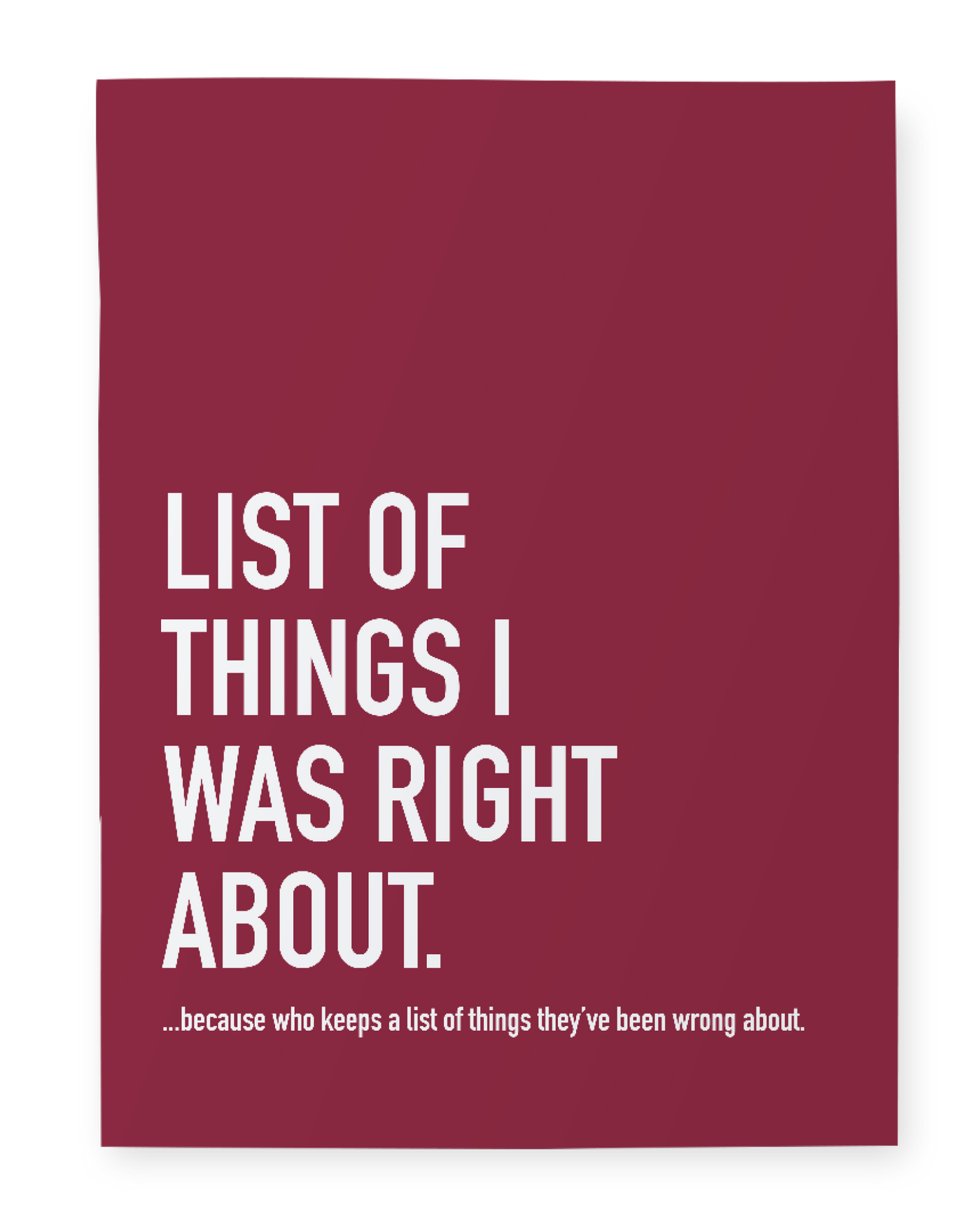 Classy Cards Creative - List of Things I was Right About Notebook