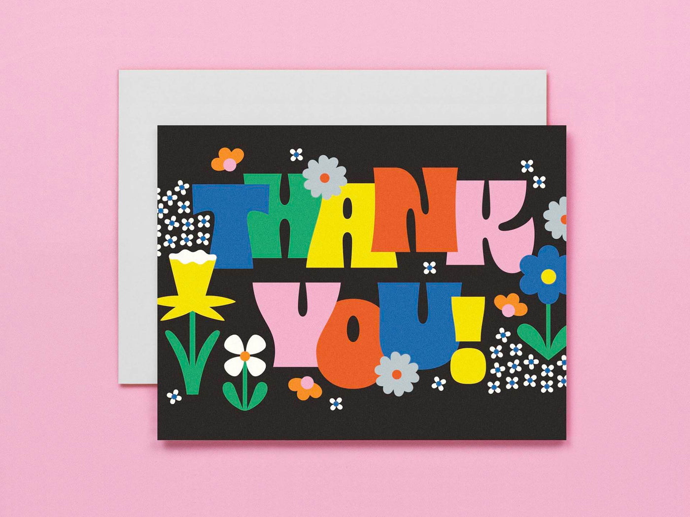 Grateful Garden • Graphic Flowers Thank You Card: Bright